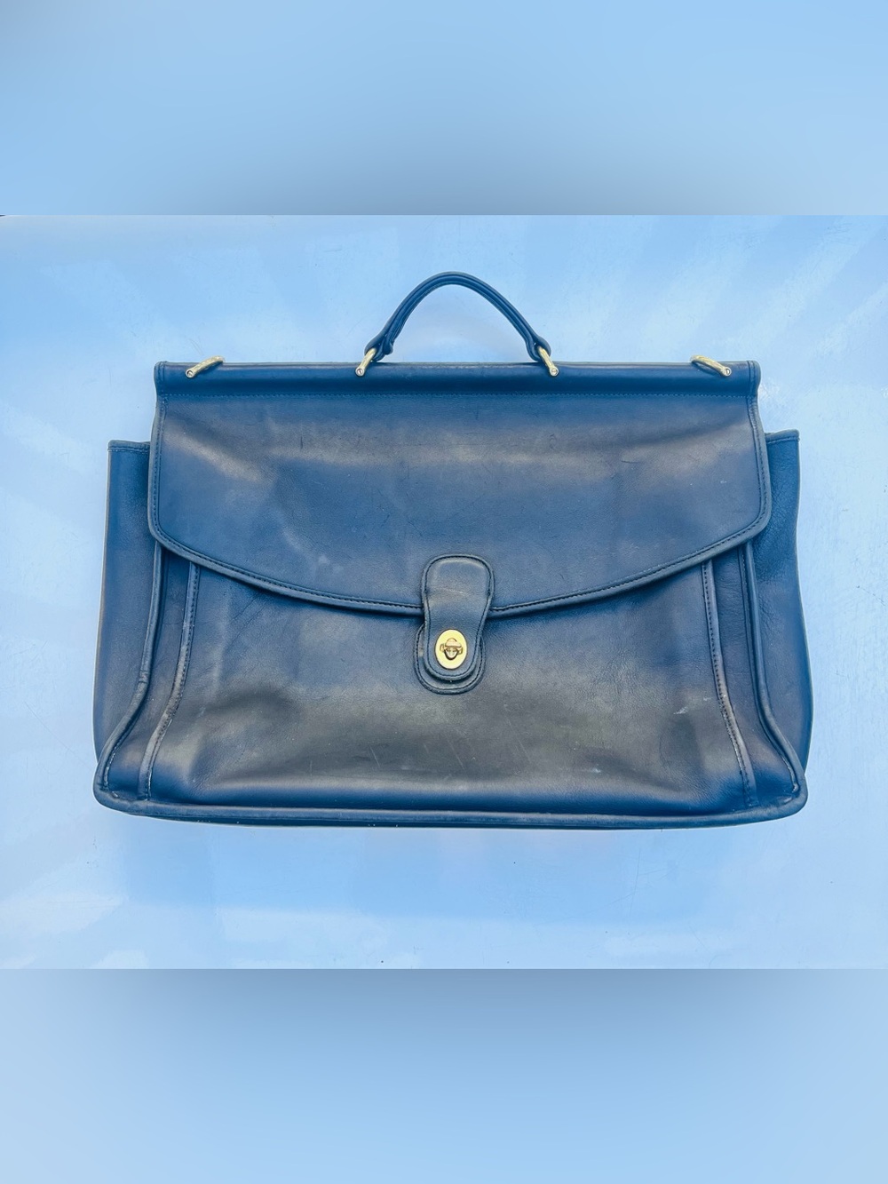 Vintage Coach Leatherware Navy Briefcase, Glove-Tanned Cowhide, Made in USA